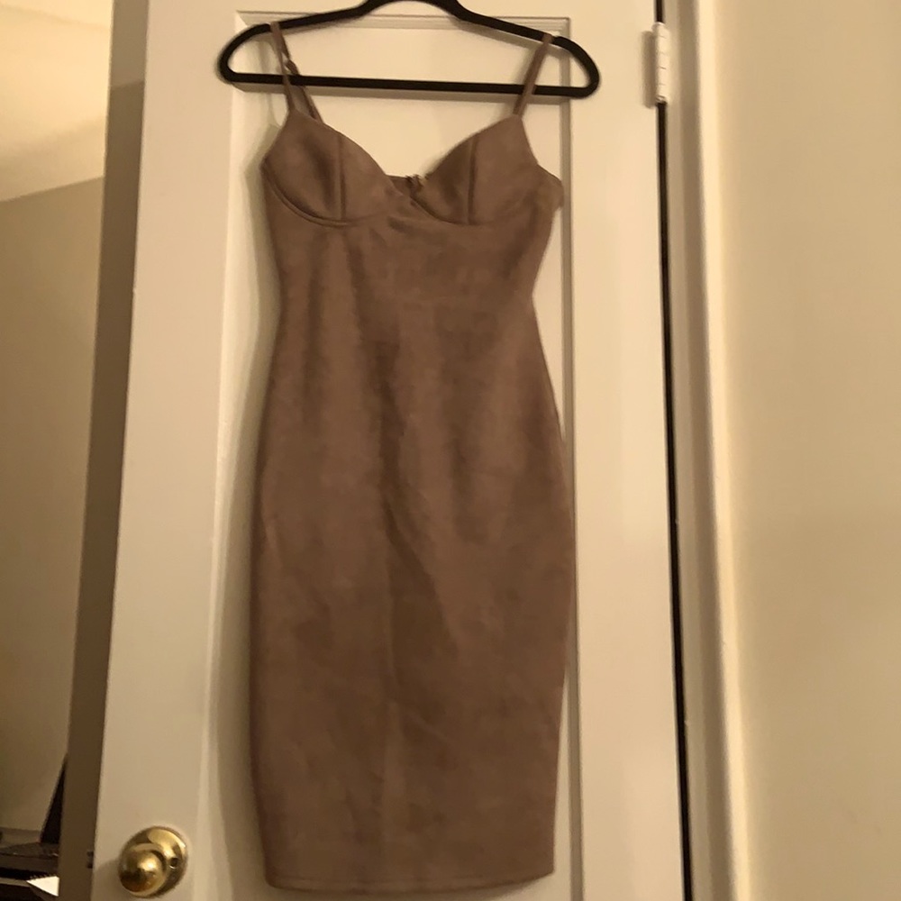 NWT-  Taupe Suede-like Dress